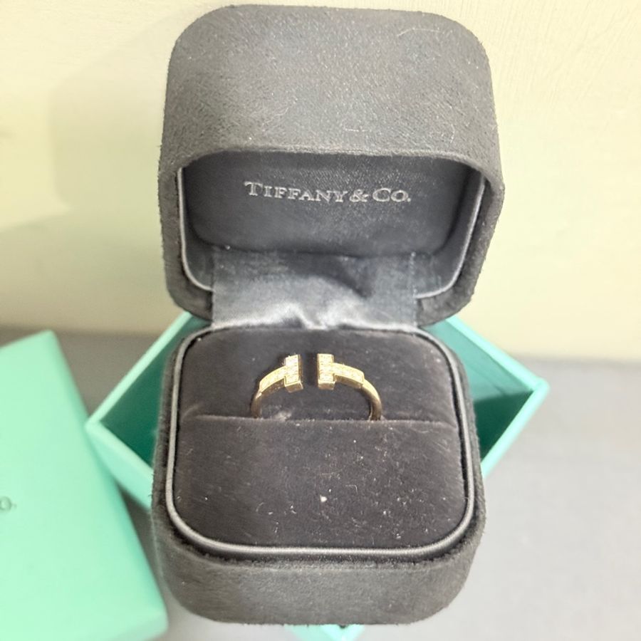 Tiffany T Wire 鑽石線圈戒指 黃金-3