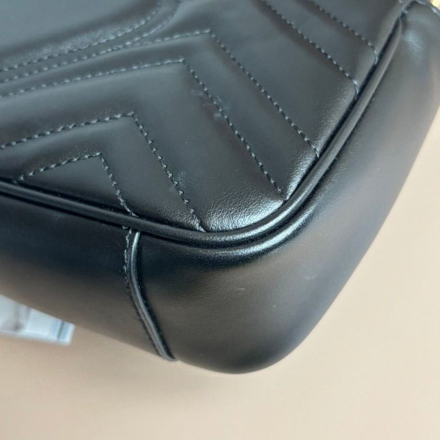 限時出清特價 ::GUCCI:: 446744 黑色MARMONT 22金鍊肩背斜背包-13