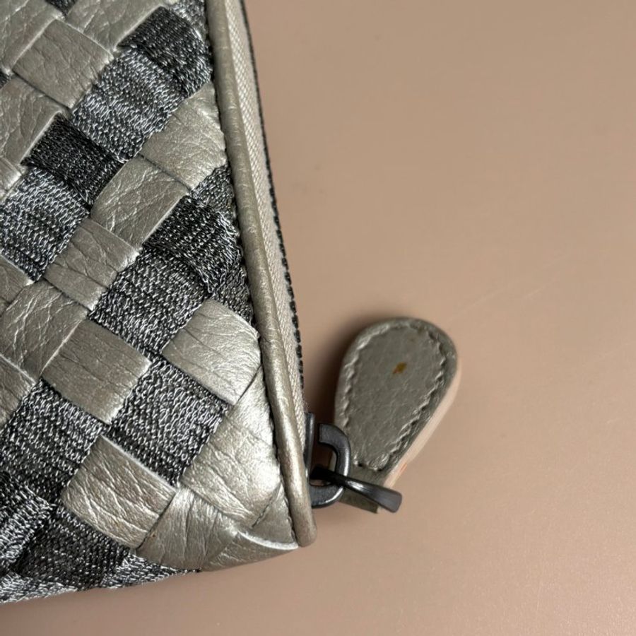 ::BOTTEGA VENETA:: BV 經典編織銀/灰色拉鍊長夾-9