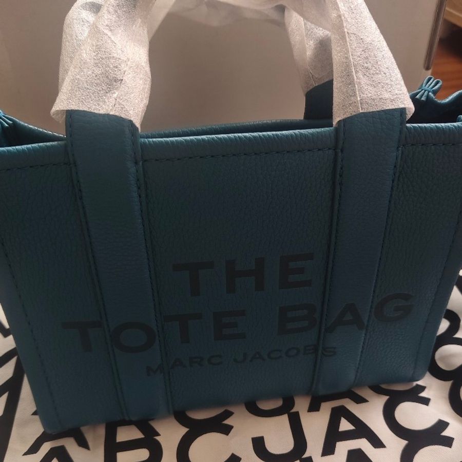 MARC JACOBS THE LEATHER MINI TOTE 皮革兩用托特包-迷你 孔雀綠-1