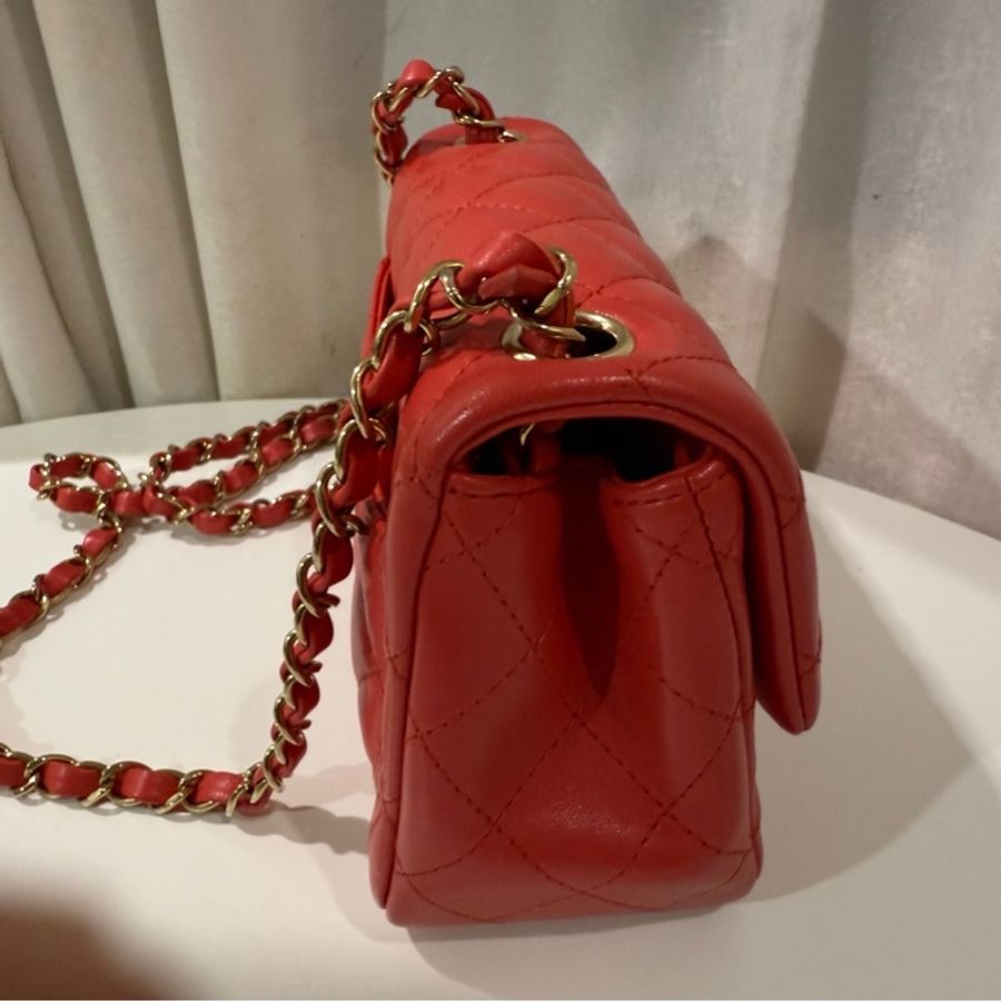 全新全配🖤CHANEL 經典款❤️甜美紅色方胖子芯片款-5