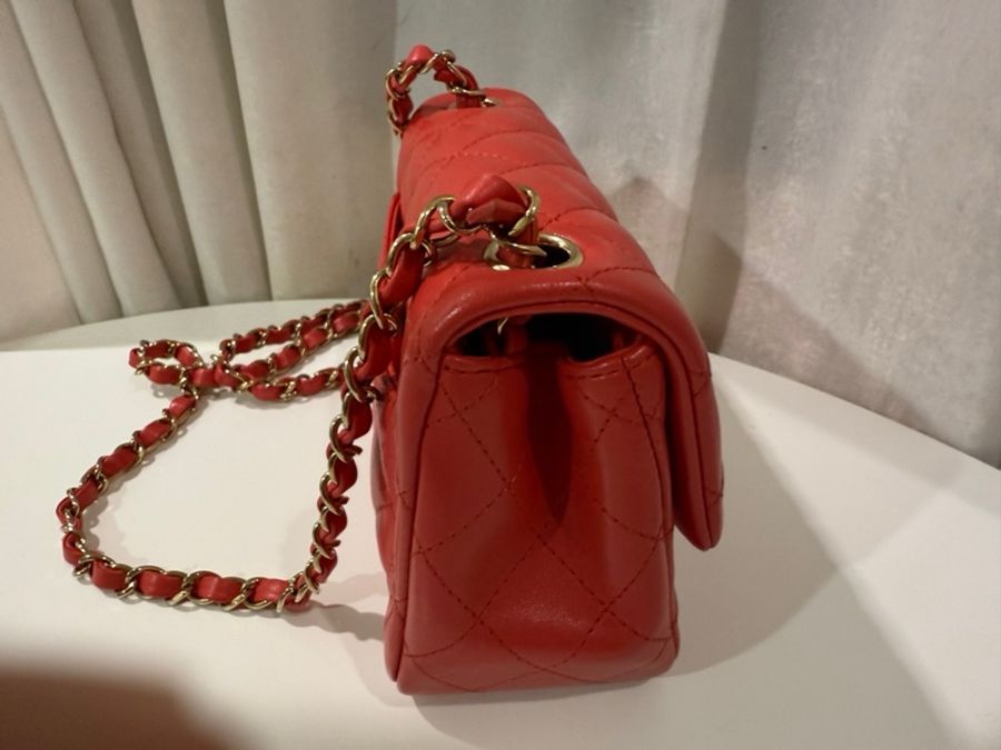 全新全配🖤CHANEL 經典款❤️甜美紅色方胖子芯片款-9