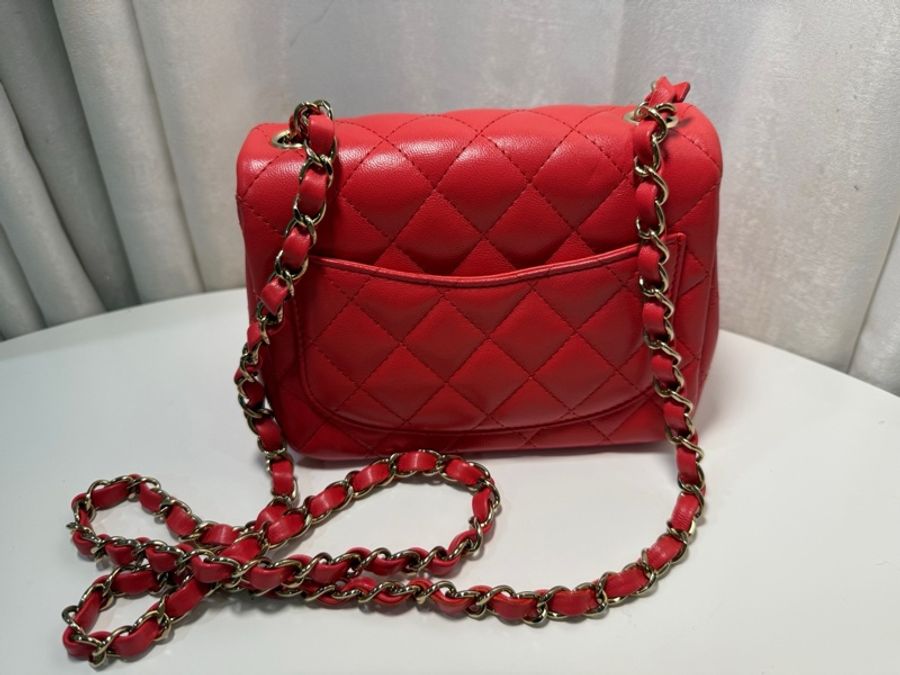 全新全配🖤CHANEL 經典款❤️甜美紅色方胖子芯片款-13