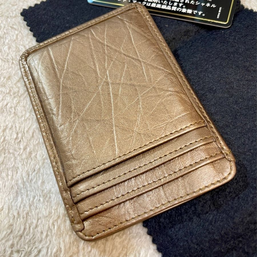 Chanel 經典限量 菱格紋 古銅金 康朋 名片夾 信用卡夾-4