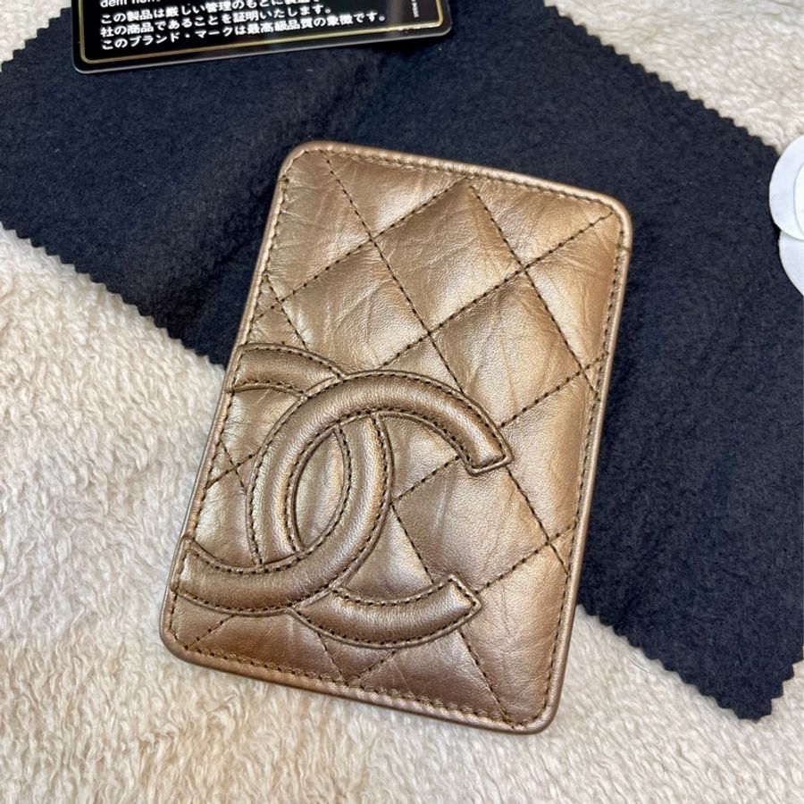 Chanel 經典限量 菱格紋 古銅金 康朋 名片夾 信用卡夾-7