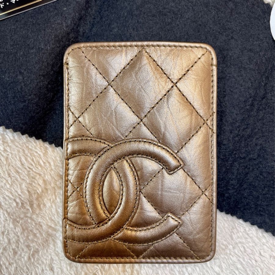 Chanel 經典限量 菱格紋 古銅金 康朋 名片夾 信用卡夾-9