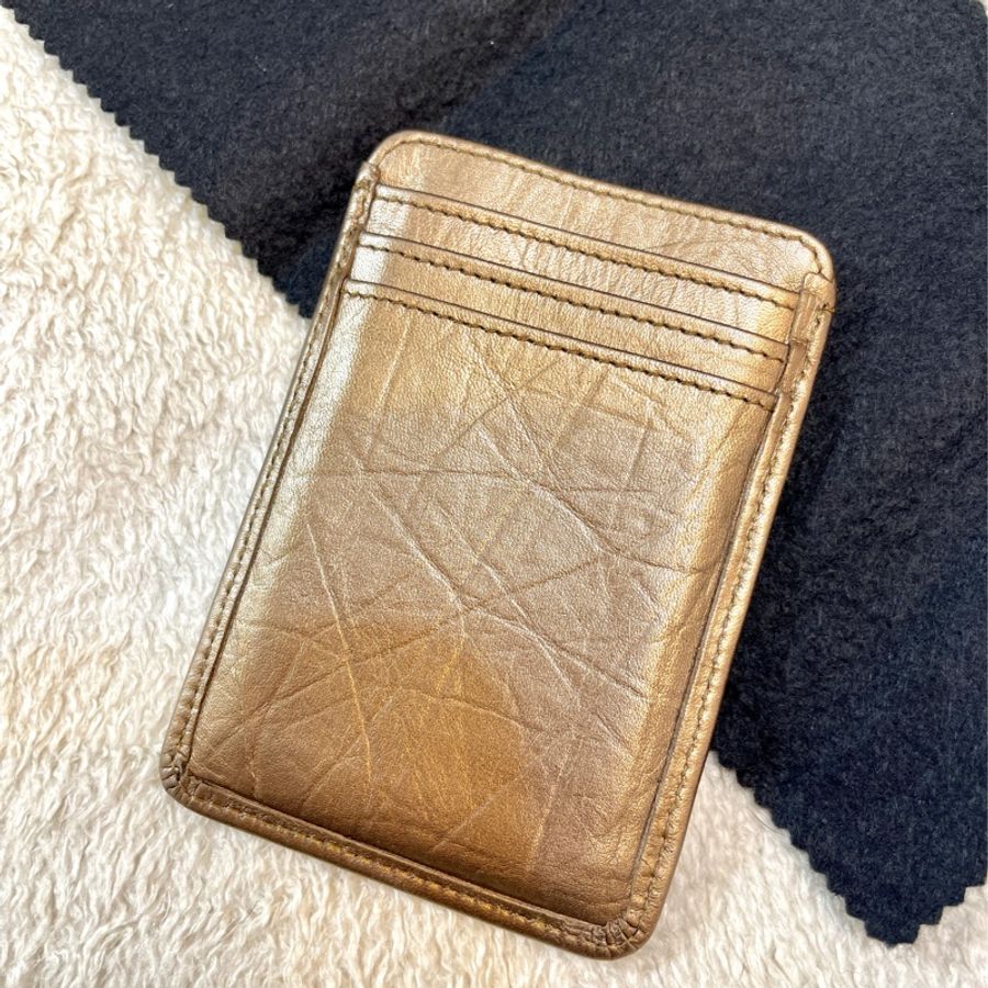 Chanel 經典限量 菱格紋 古銅金 康朋 名片夾 信用卡夾-12