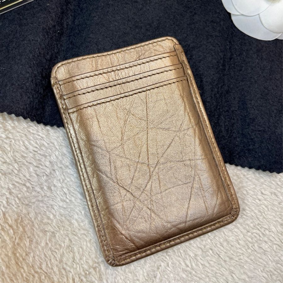 Chanel 經典限量 菱格紋 古銅金 康朋 名片夾 信用卡夾-13