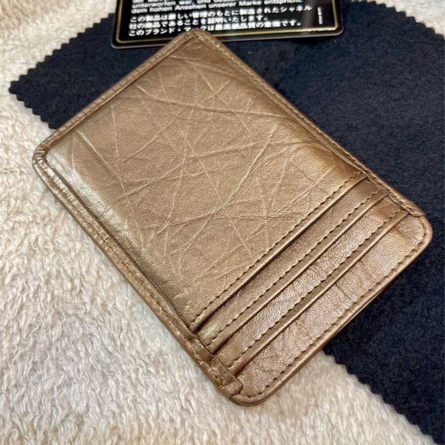 Chanel 經典限量 菱格紋 古銅金 康朋 名片夾 信用卡夾-15