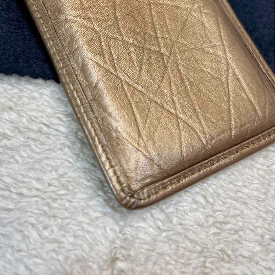 Chanel 經典限量 菱格紋 古銅金 康朋 名片夾 信用卡夾-18