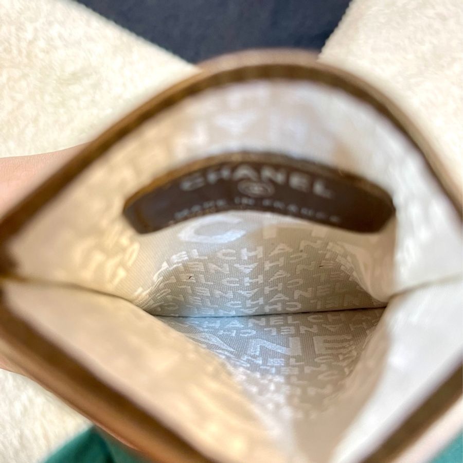 Chanel 經典限量 菱格紋 古銅金 康朋 名片夾 信用卡夾-25