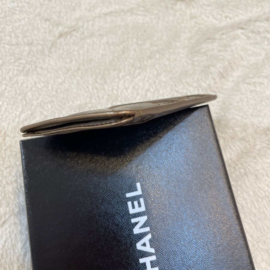 Chanel 經典限量 菱格紋 古銅金 康朋 名片夾 信用卡夾-20