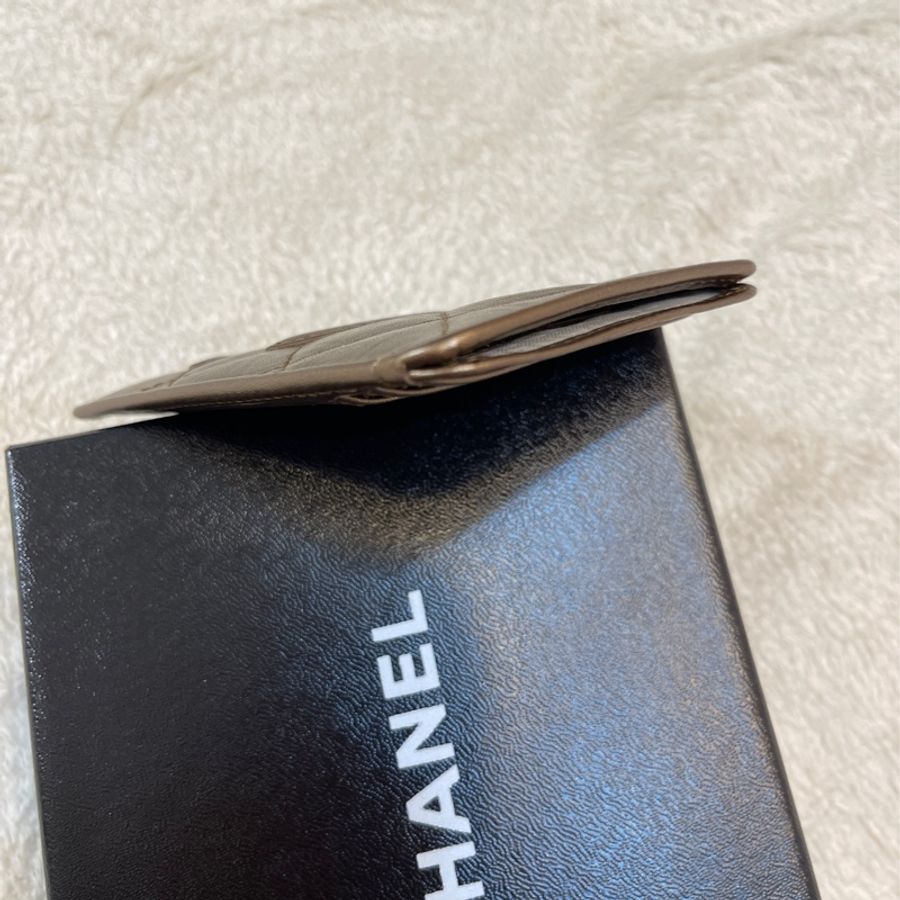 Chanel 經典限量 菱格紋 古銅金 康朋 名片夾 信用卡夾-21
