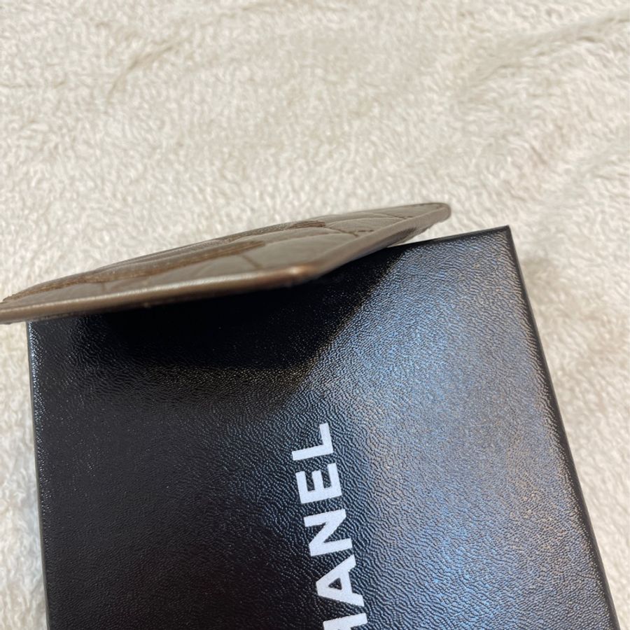 Chanel 經典限量 菱格紋 古銅金 康朋 名片夾 信用卡夾-22