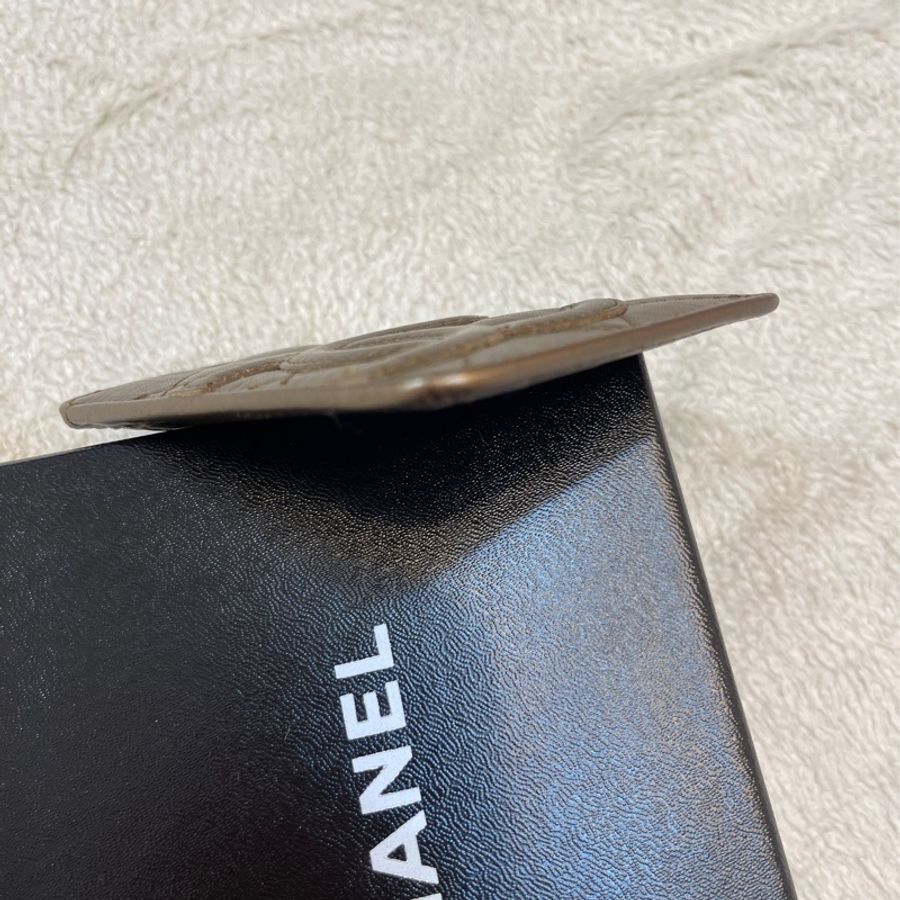 Chanel 經典限量 菱格紋 古銅金 康朋 名片夾 信用卡夾-23