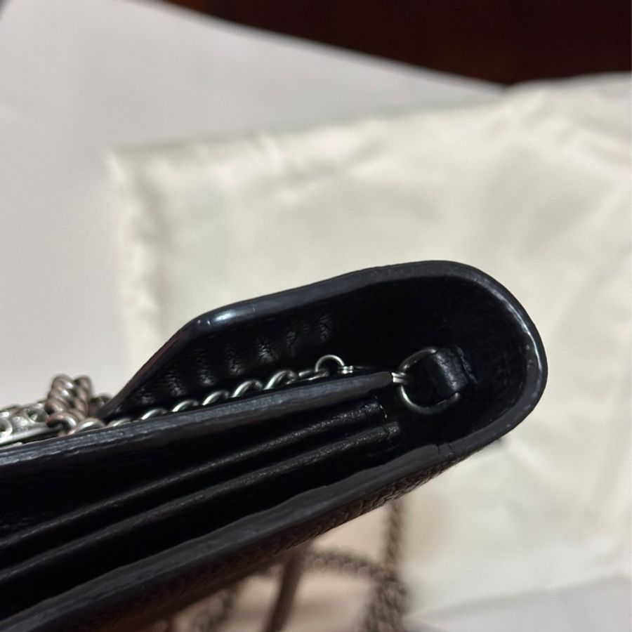 Gucci GUCCI黑銀牛皮酒神 DIONYSUS 三層 WOC鍊包-30