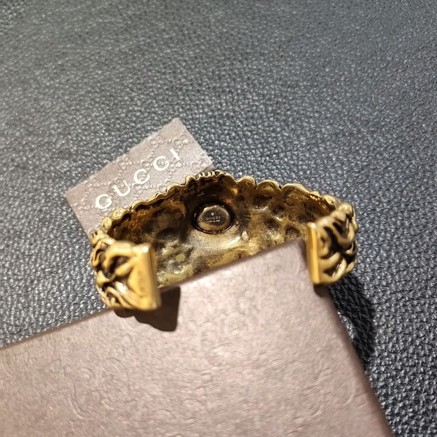 Gucci lion 古馳 獅子 獅頭 珍珠 復古黃銅合金 手環 手鐲 全新-10