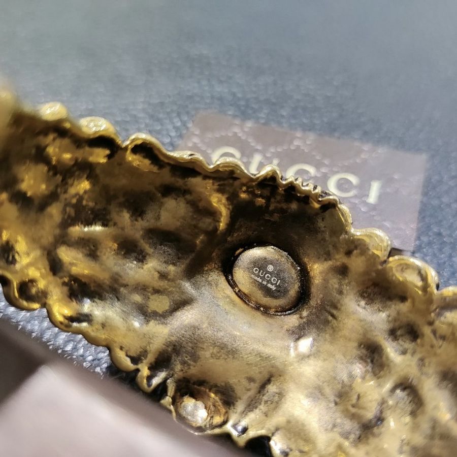 Gucci lion 古馳 獅子 獅頭 珍珠 復古黃銅合金 手環 手鐲 全新-16