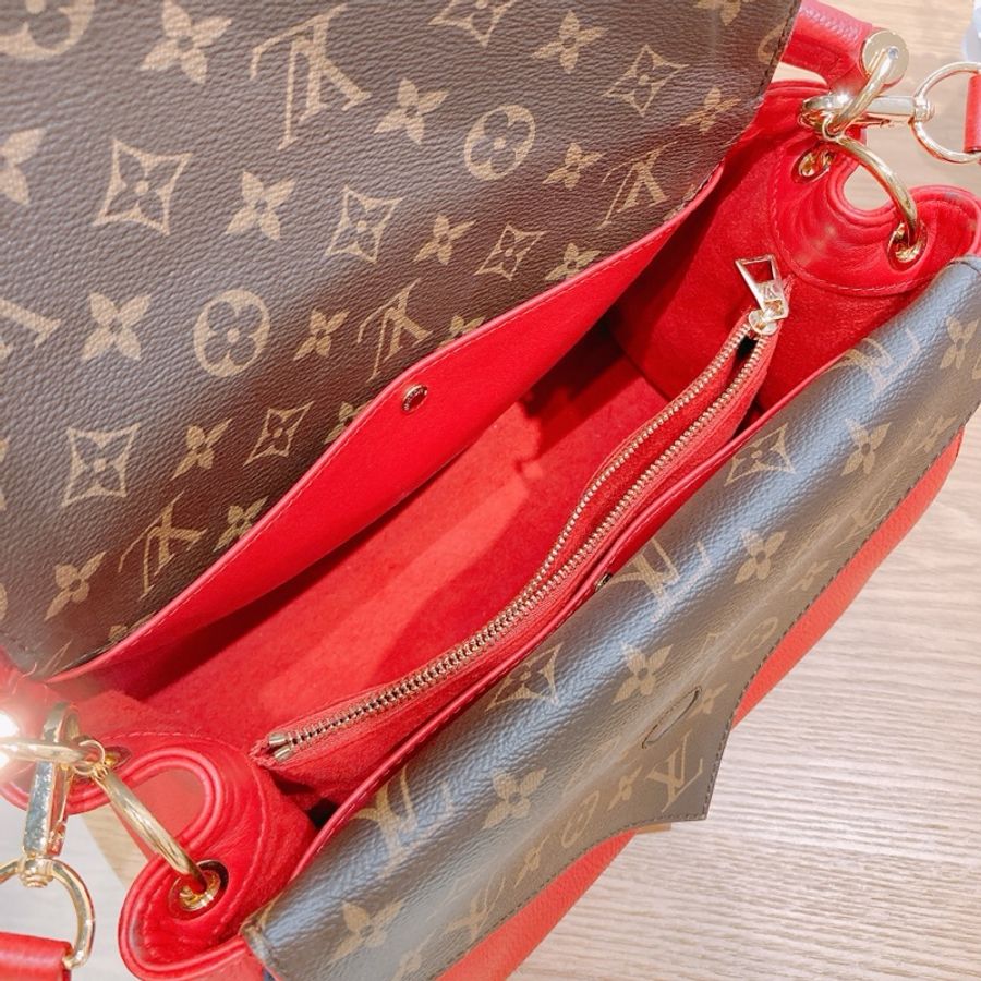 TW4257 Louis Vuitton LV 路易威登紅色拼老花手提斜挎包-22