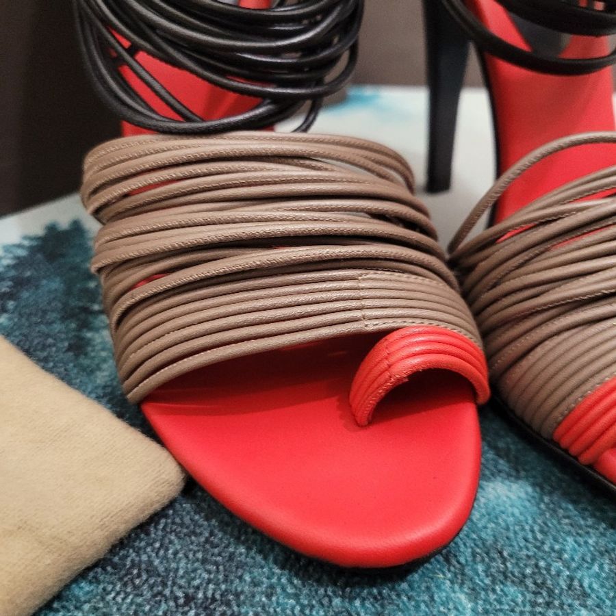 【Bottega Veneta】
Bv 拼色繞踝高跟鞋-6
