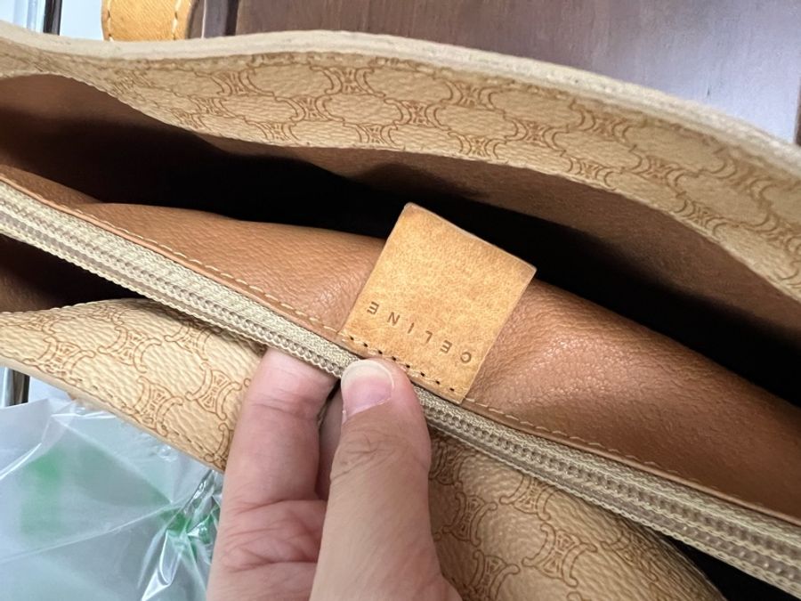 CELINE Vintage 中古 奶茶色 老花 Tote Macadam 稀有-8