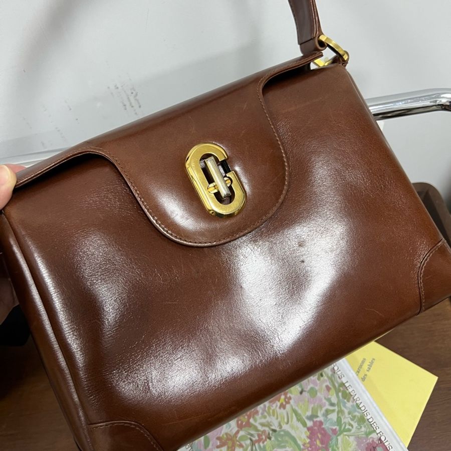 Gucci 古董 Vintage盒子 中古 巧克力 Box皮 手提包-8