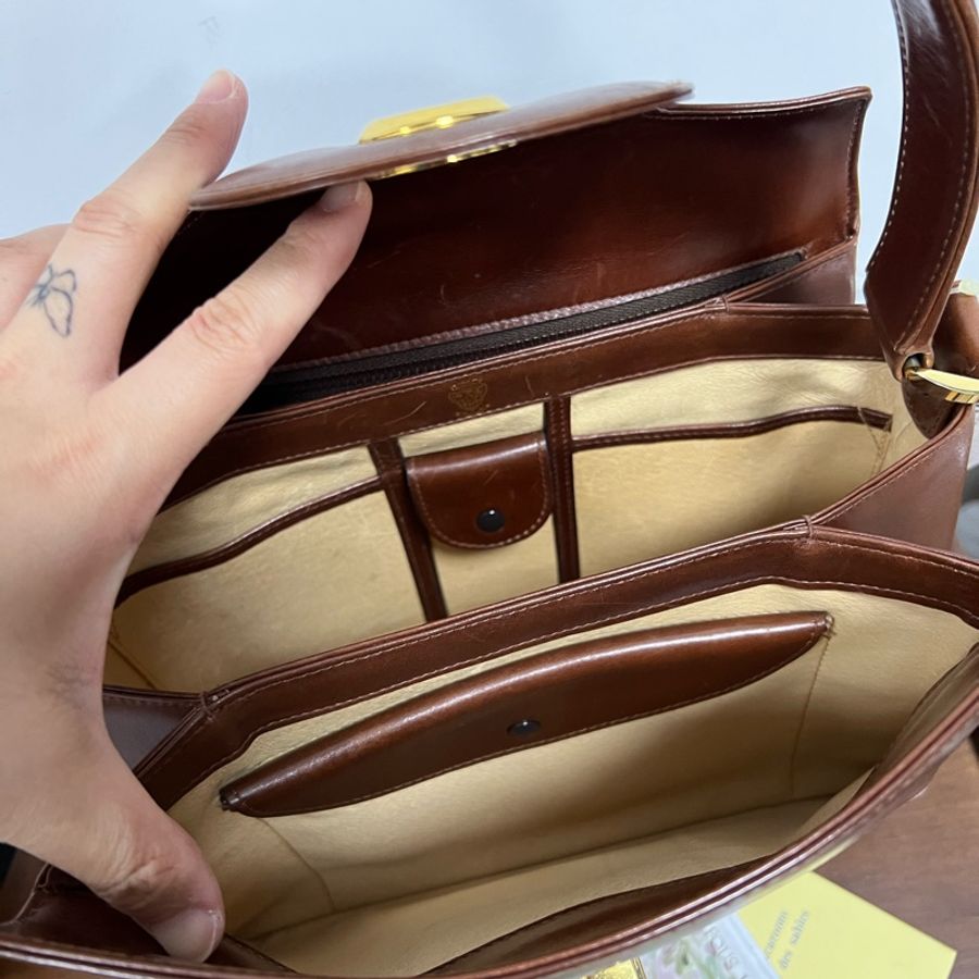 Gucci 古董 Vintage盒子 中古 巧克力 Box皮 手提包-11