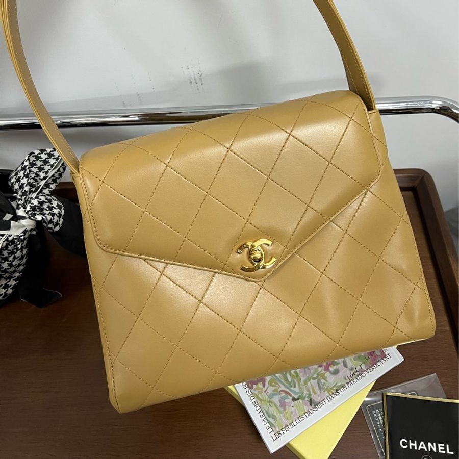 Chanel Vintage Kelly 香奈兒 單肩包 中古 奶茶色 米色 老香-1