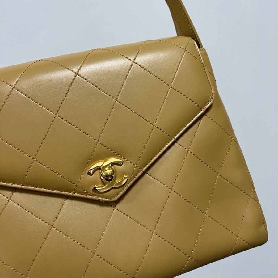 Chanel Vintage Kelly 香奈兒 單肩包 中古 奶茶色 米色 老香-4