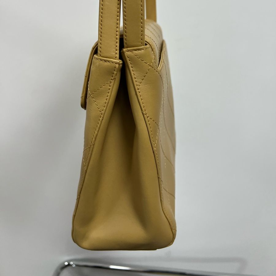 Chanel Vintage Kelly 香奈兒 單肩包 中古 奶茶色 米色 老香-6