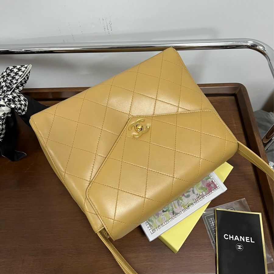 Chanel Vintage Kelly 香奈兒 單肩包 中古 奶茶色 米色 老香-9