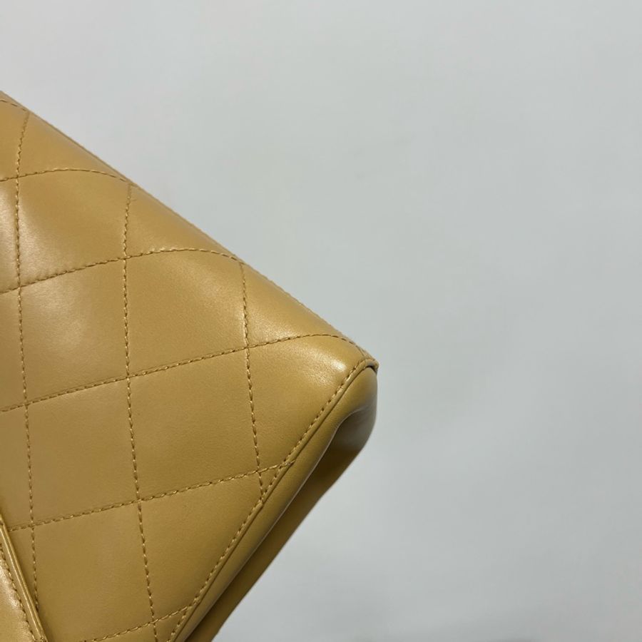 Chanel Vintage Kelly 香奈兒 單肩包 中古 奶茶色 米色 老香-12