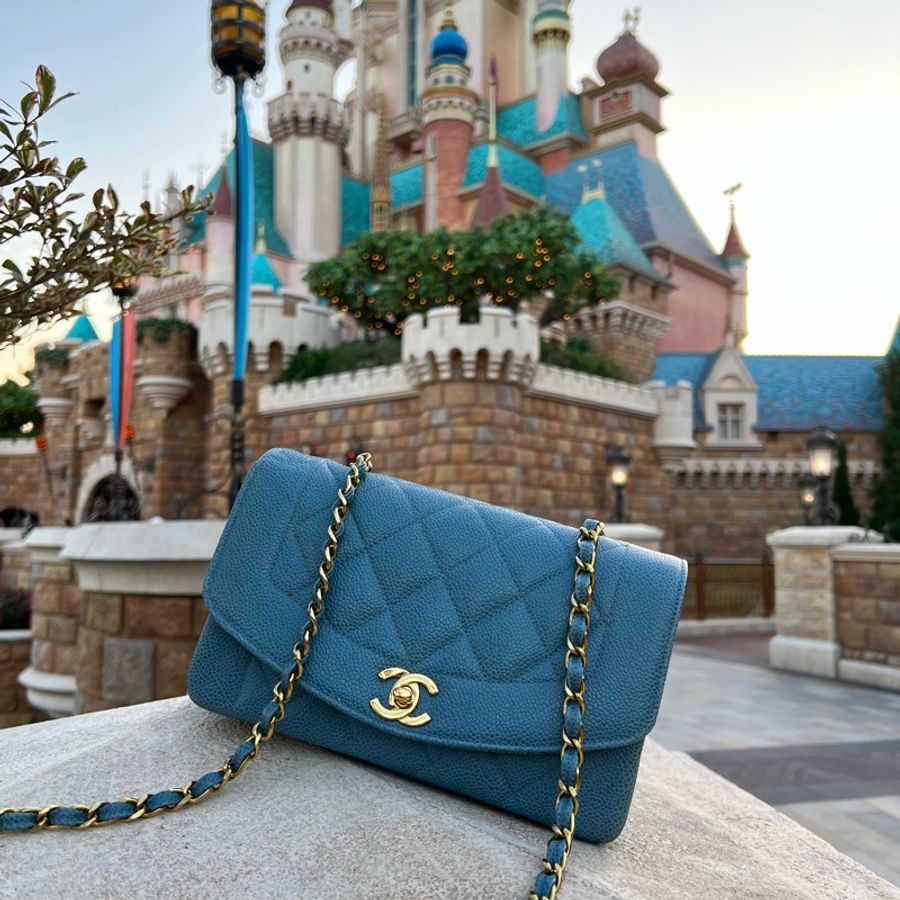 Chanel 香奈兒 荔枝皮 魚子醬 嬰兒藍色 baby blue caviar Diana 小號 22cm 戴妃包 中古-4