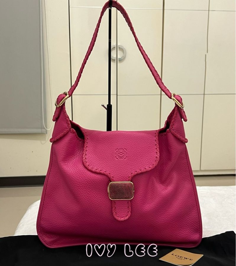 LOEWE Granada Anagram 單肩包 手提包 桃粉皮革 正品 二手精品-0