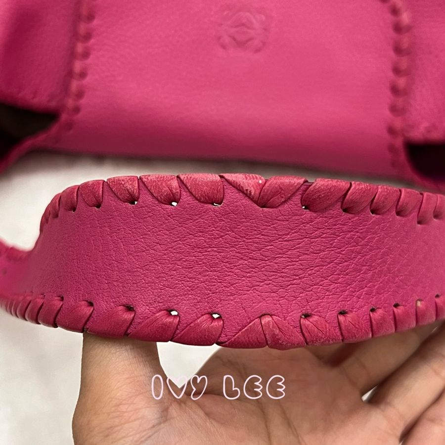 LOEWE Granada Anagram 單肩包 手提包 桃粉皮革 正品 二手精品-15