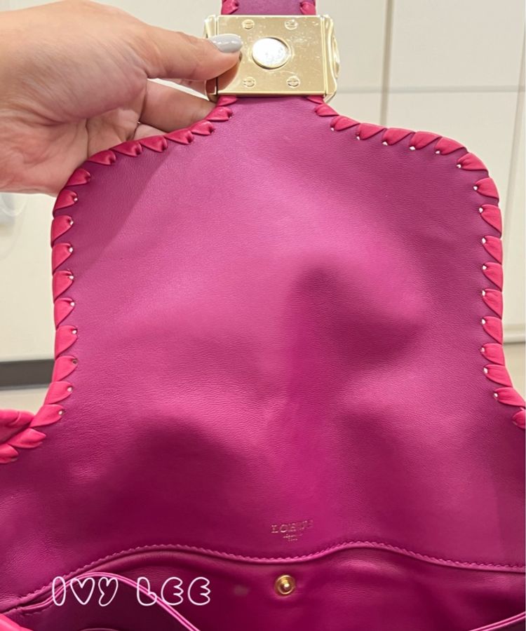 LOEWE Granada Anagram 單肩包 手提包 桃粉皮革 正品 二手精品-27
