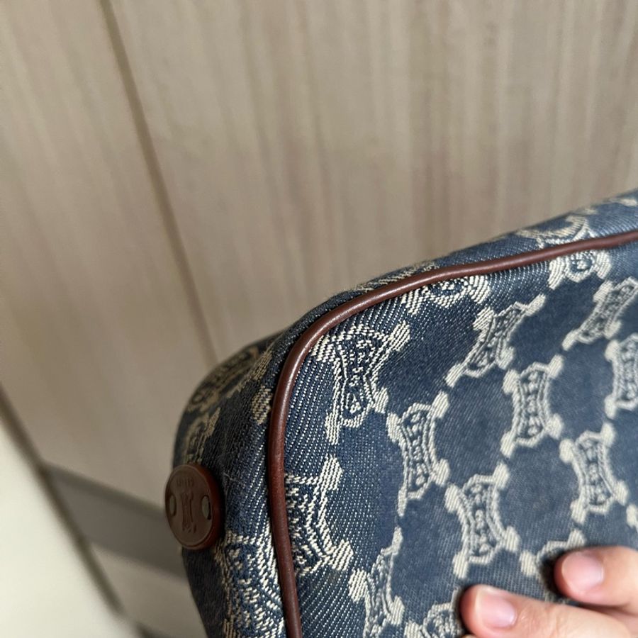 CELINE 牛仔 凱旋門 手提包 Hobo 丹寧 Denim 骨頭 手拎包 中古 Vintage-11