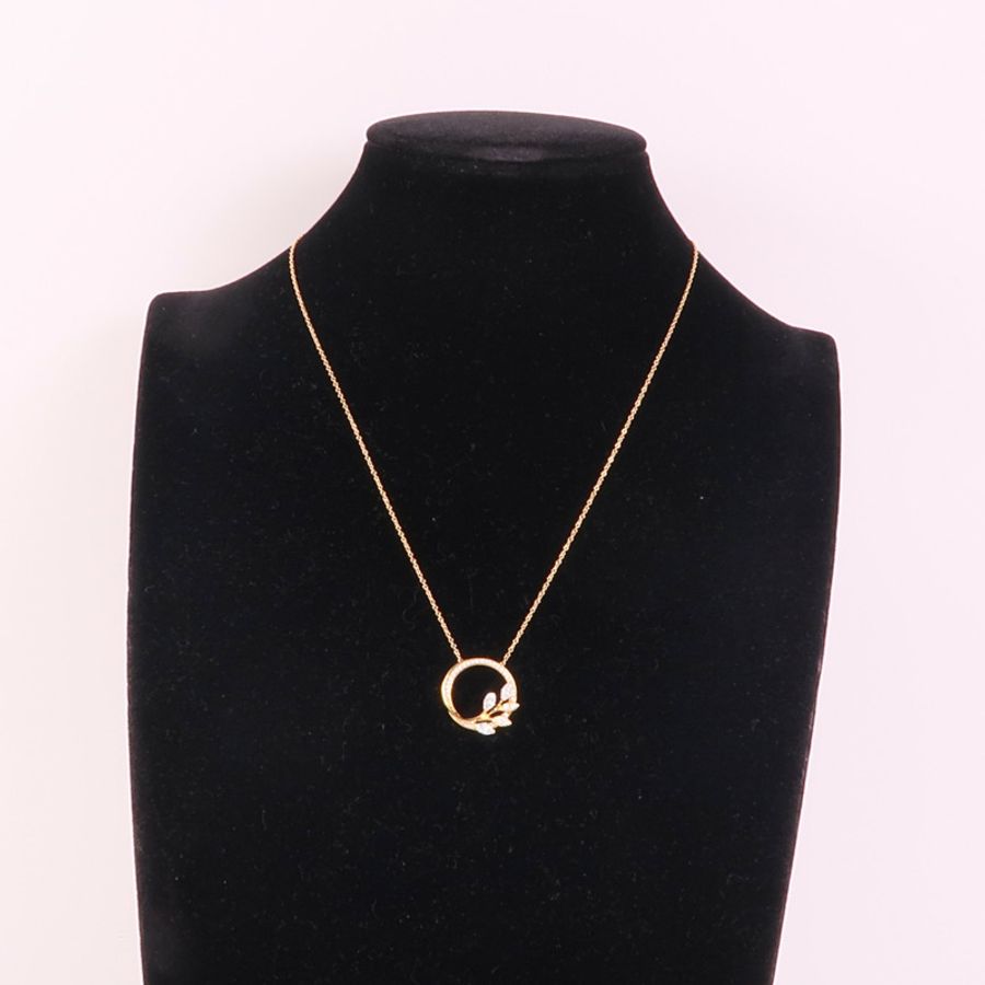 TIFFANY＆CO 【激減優惠】18K玫瑰金Victoria Diamond Vine Circle Pendant鑽石項鍊-7