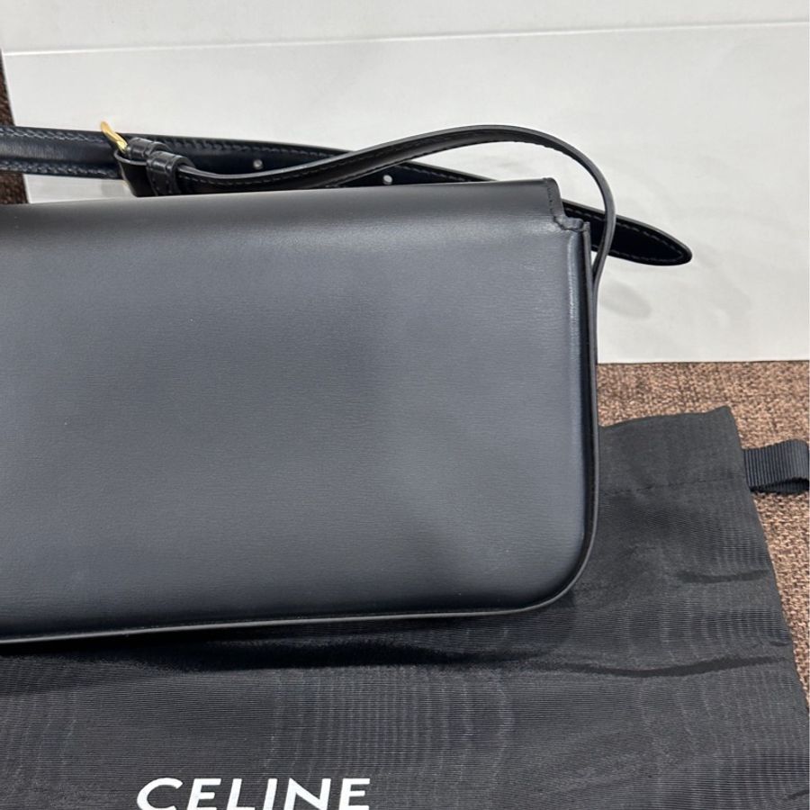 Celine TRIOMPHE亮澤牛皮革肩背包-4