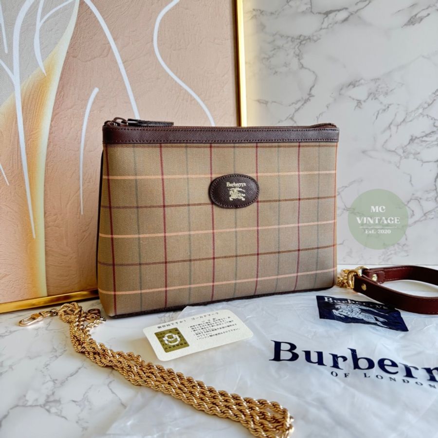 Burberrys Vintage Clutch 中古 全新 未使用 經典格仔 手拿包-0