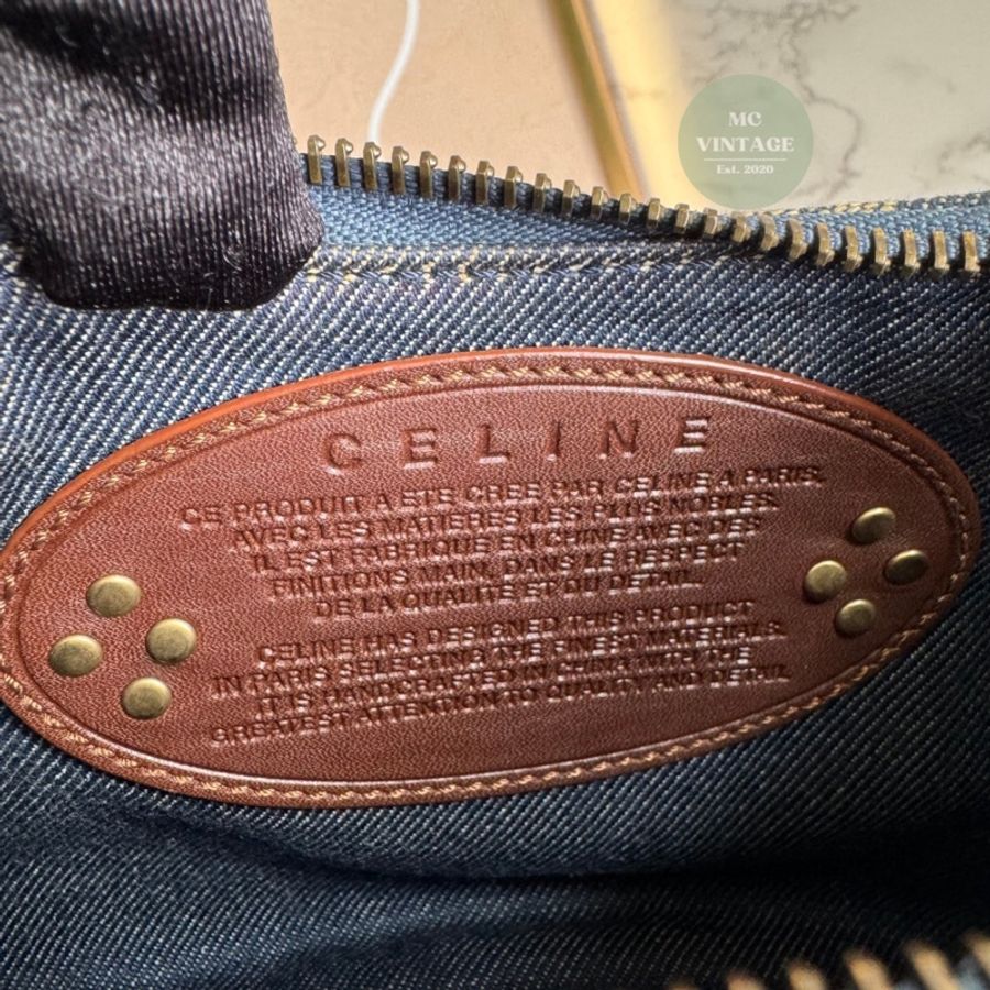 CELINE Vintage Denim Shoulder Bag 中古 牛仔 老花 腋下包 肩背包-19
