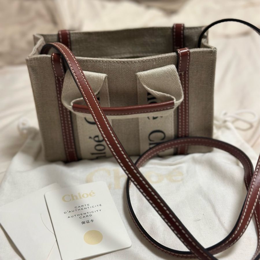 CHLOE mini woody 帆布托特包-8