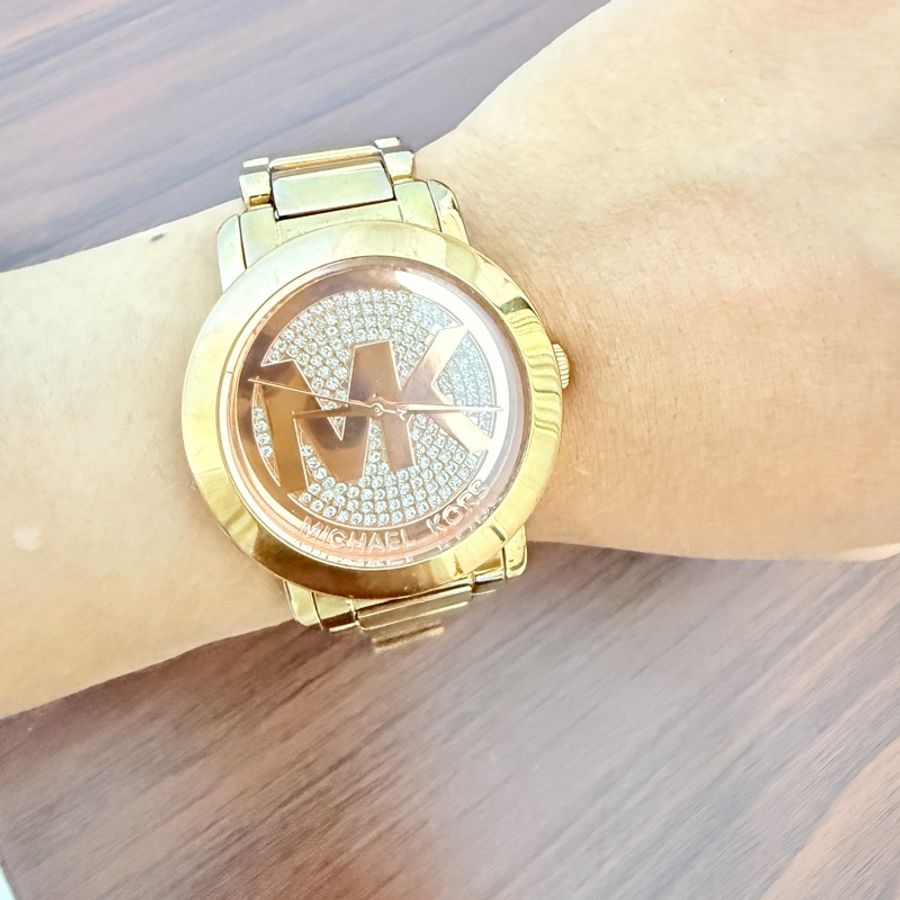 Mk錶面滿鑽金色錶-0