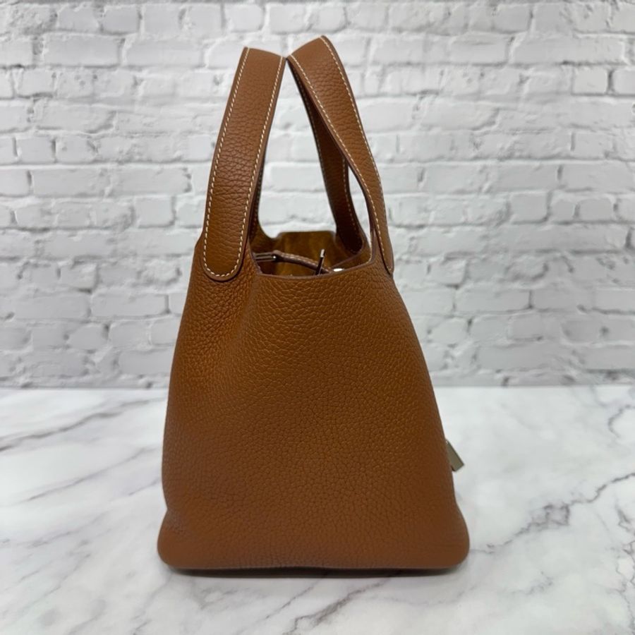 JK國際二手精品✨HERMES Picotin 18 菜籃子 金棕銀扣 #贈送訂製肩背帶🈶購證-7
