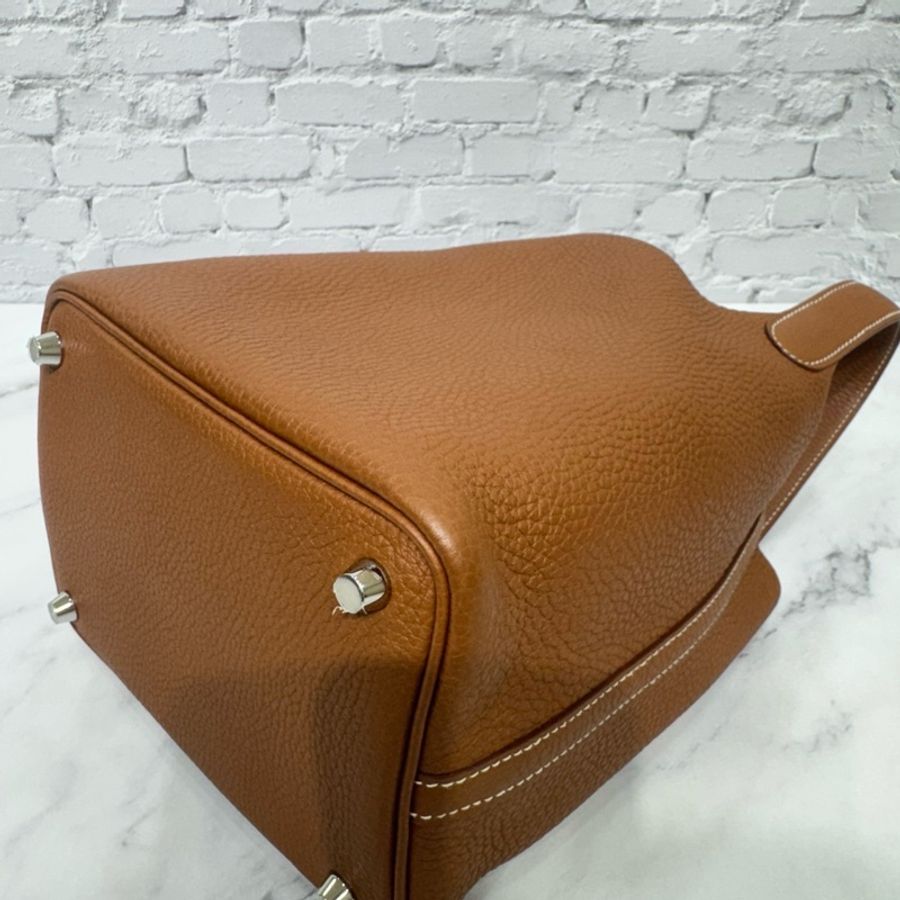 JK國際二手精品✨HERMES Picotin 18 菜籃子 金棕銀扣 #贈送訂製肩背帶🈶購證-12