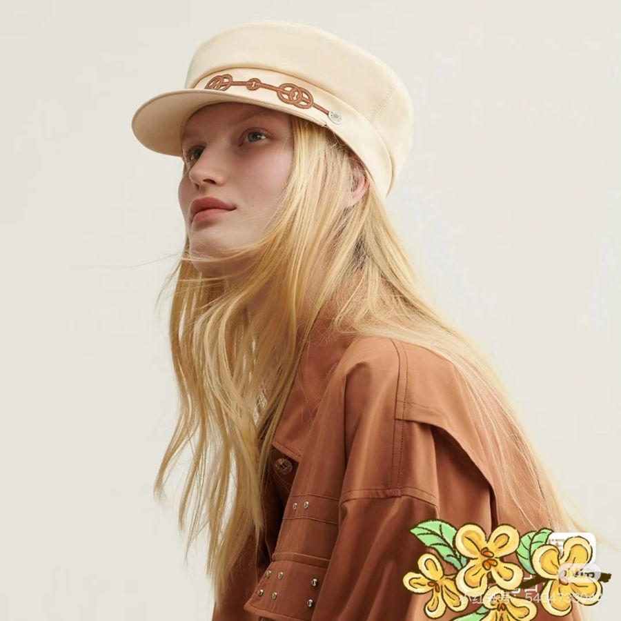 Hermes 愛馬仕 Cabourg Cliquetis 米色 報童帽 貝蕾帽 休閒帽 遮陽帽-1