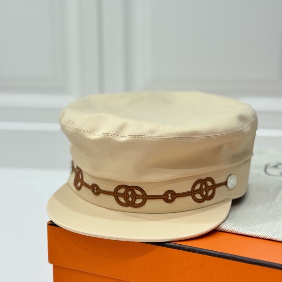 Hermes 愛馬仕 Cabourg Cliquetis 米色 報童帽 貝蕾帽 休閒帽 遮陽帽-3
