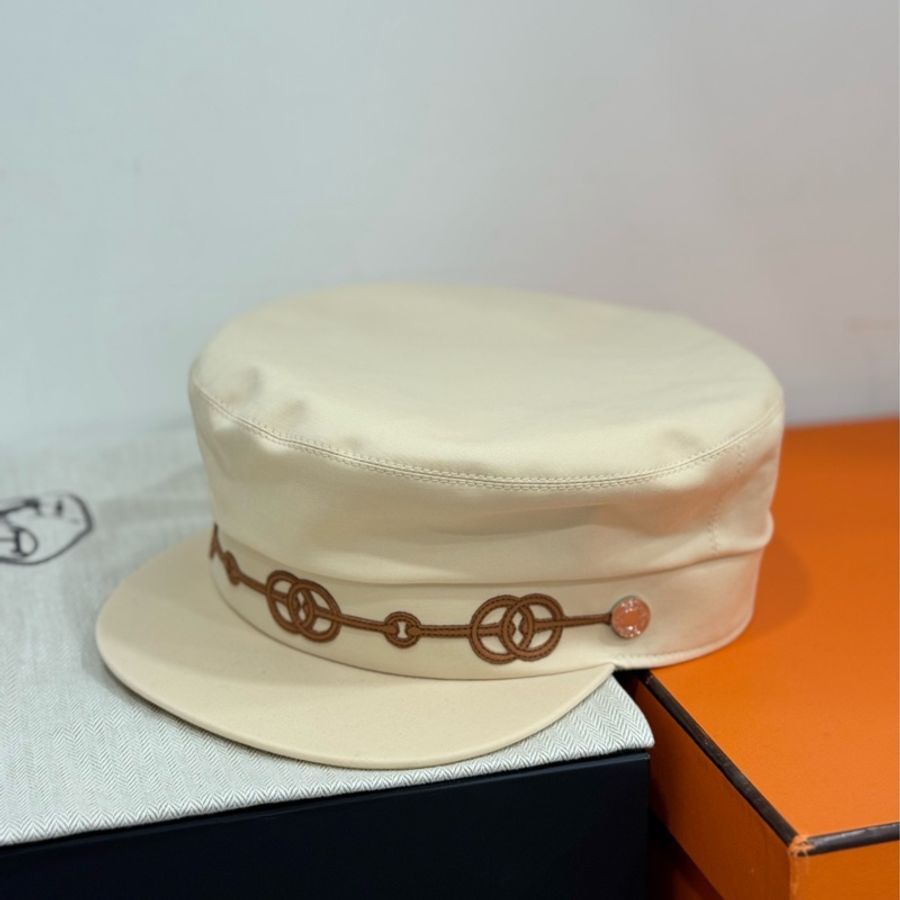Hermes 愛馬仕 Cabourg Cliquetis 米色 報童帽 貝蕾帽 休閒帽 遮陽帽-4