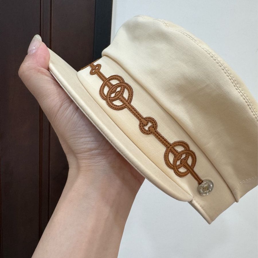 Hermes 愛馬仕 Cabourg Cliquetis 米色 報童帽 貝蕾帽 休閒帽 遮陽帽-6