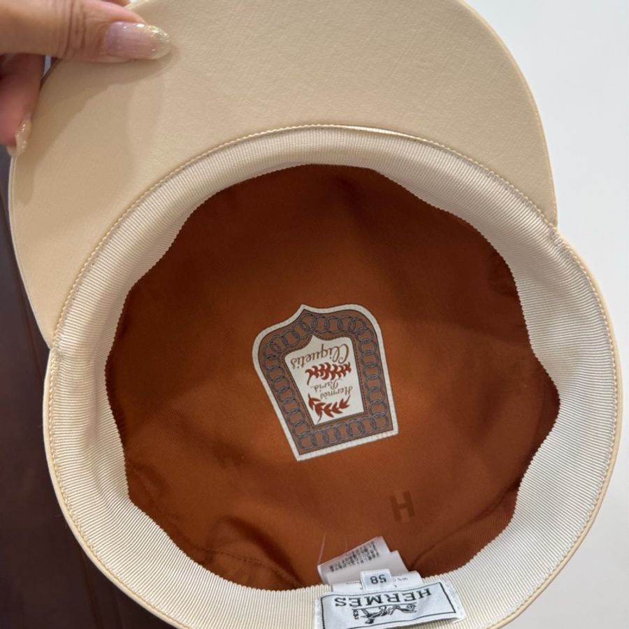 Hermes 愛馬仕 Cabourg Cliquetis 米色 報童帽 貝蕾帽 休閒帽 遮陽帽-8